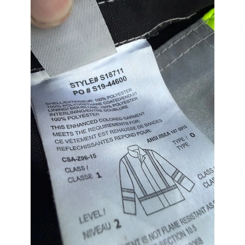 Work King Mens Black High Vis Reflective Ripstop‎ Work Jacket 2XL S18711 Class 1